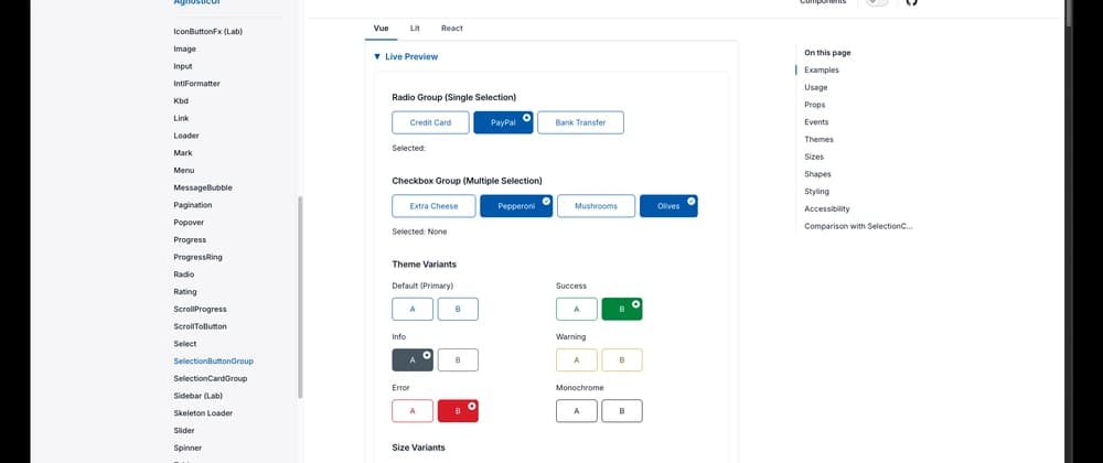 New in AgnosticUI: SelectionButtonGroup & SelectionCardGroup