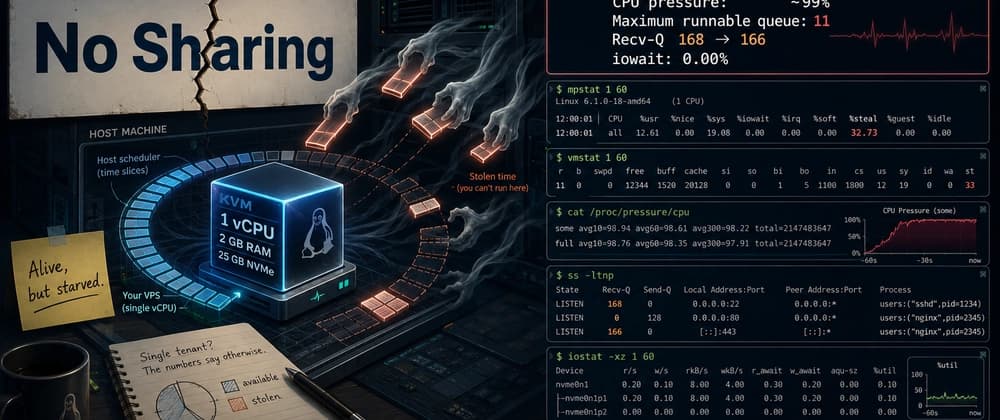 AVA Hosting Said “No Sharing.” Linux Reported 32.73% CPU Steal
