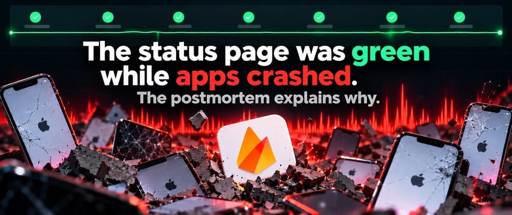 The status page was green while apps crashed. The postmortem explains why.