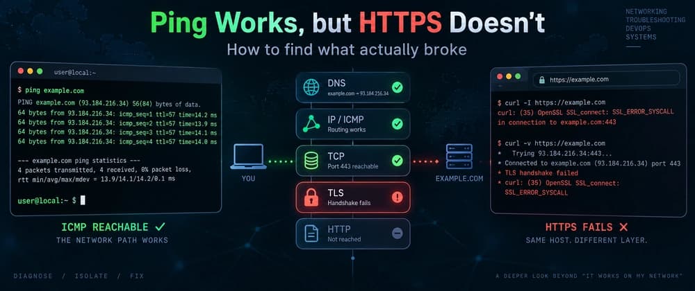 Ping Works, but HTTPS Doesn't: How to Find What Actually Broke