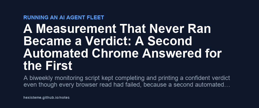 A Measurement That Never Ran Became a Verdict: A Second Automated Chrome Answered for the First